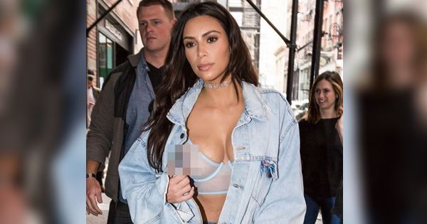 Kim Kardashian thả rông ngực trên đường phố, lộ rõ nhũ hoa